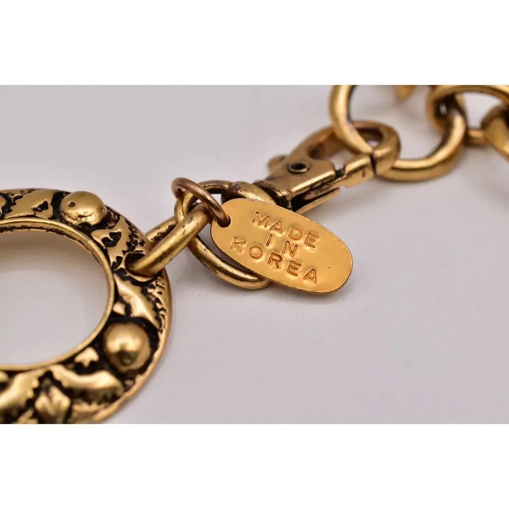 The Limited Vintage Brushed Antiqued Gold Medallion Chain Belt 30